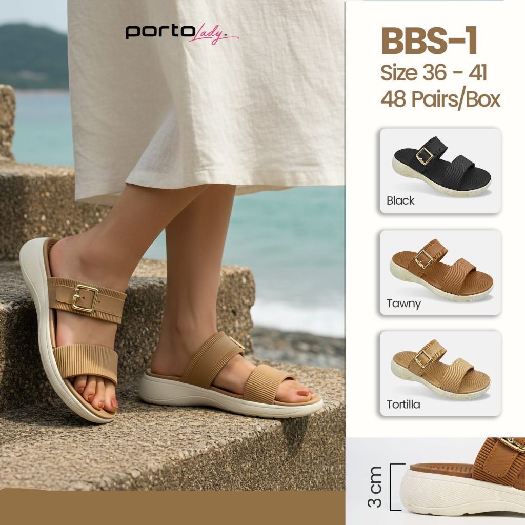RN sandal selop ban 2  wanita PORTO BBS-1 sandal karet sandal jelly