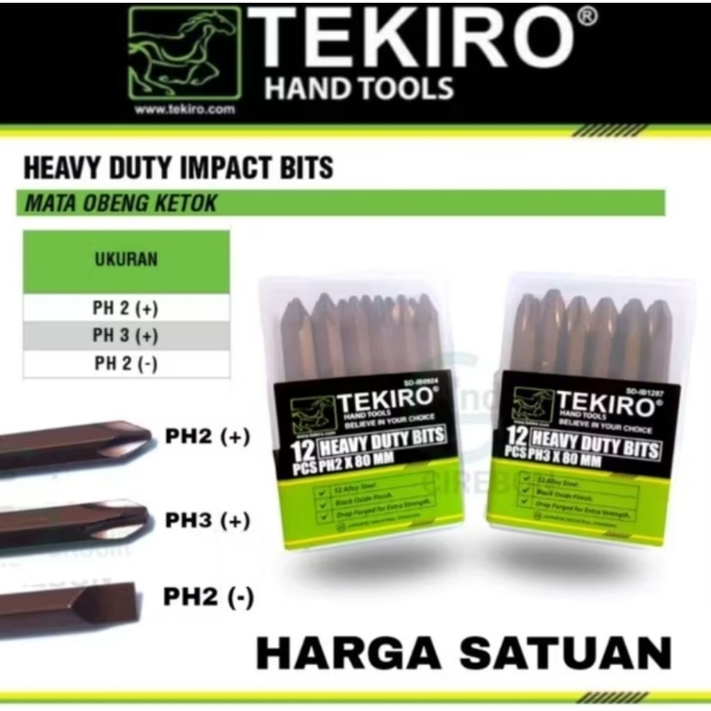 Mata obeng ketok (+) Tumpul /Runcing Mata Obeng Ketok (-)