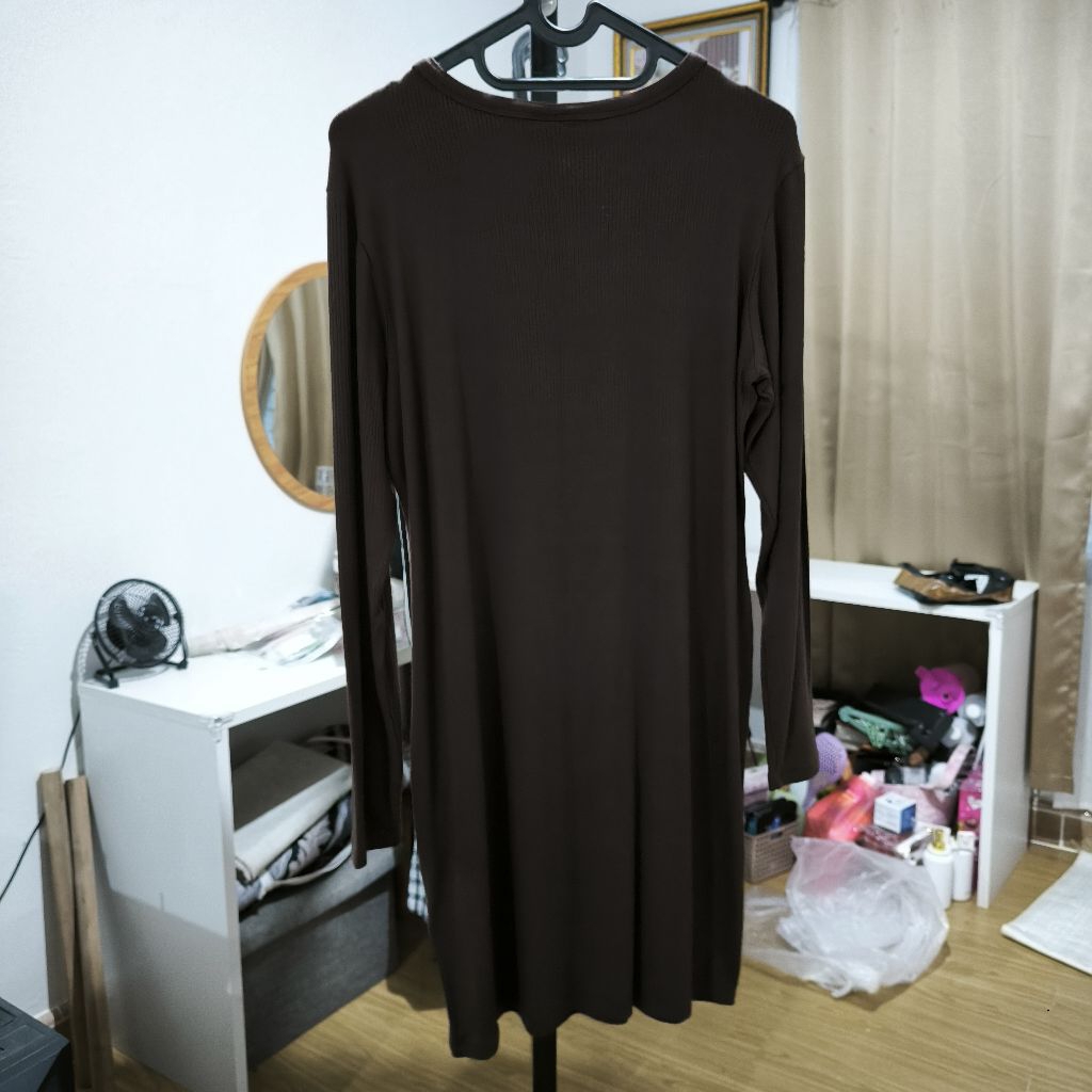 HnM H&M Original Atasan Tunik Wanita Knit Cokelat Tua Brown Baru