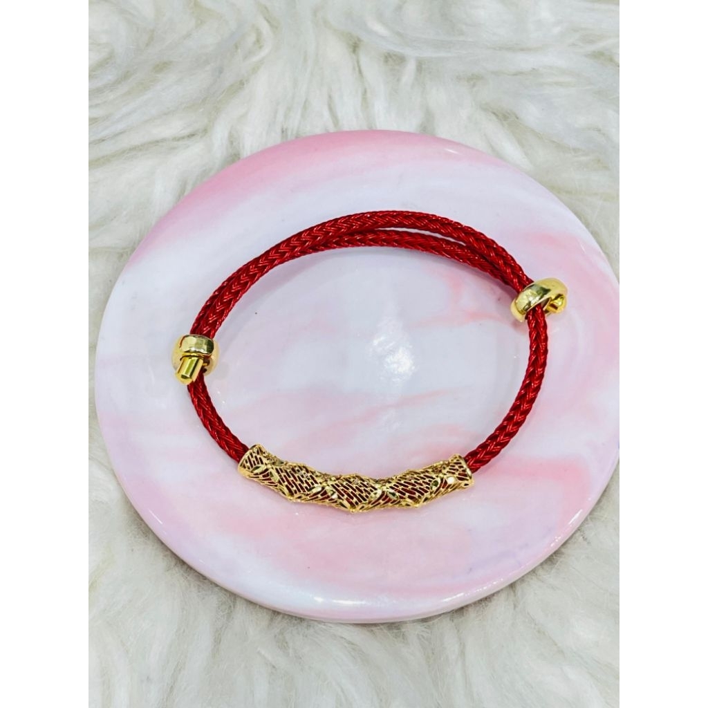 gelang tali liontin tabung kerawang simple emas asli kadar 700