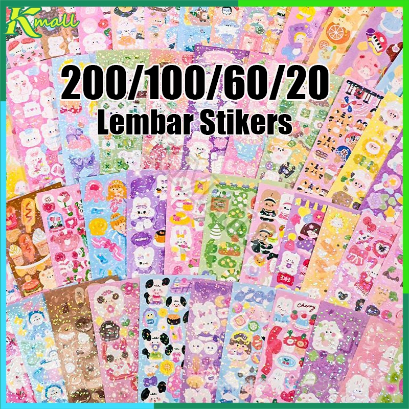 Stiker 200 Lembar Deco Lucu Berbagai Kartun Shiny Sticker DIY Hias Dekorasi Cartoon Guka Stickers