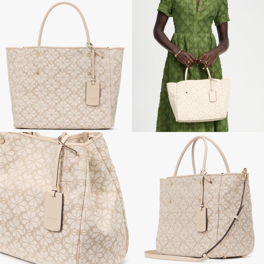 KS Spade Flower Medium Tote Natural Multi