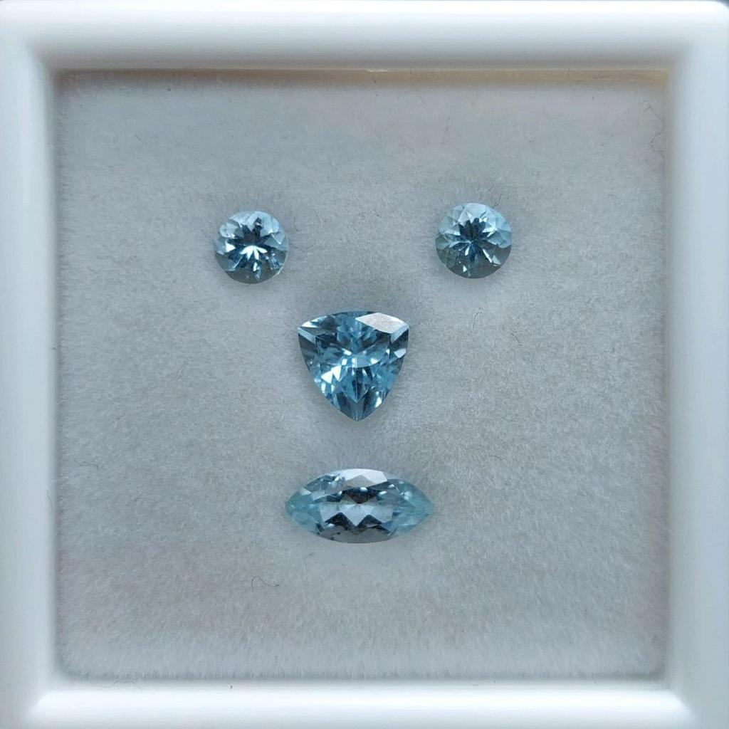 Borongan Batu Permata Natural Aquamarine Beryl Crystal Clean Gems Jewelry Set Perhiasan Asli