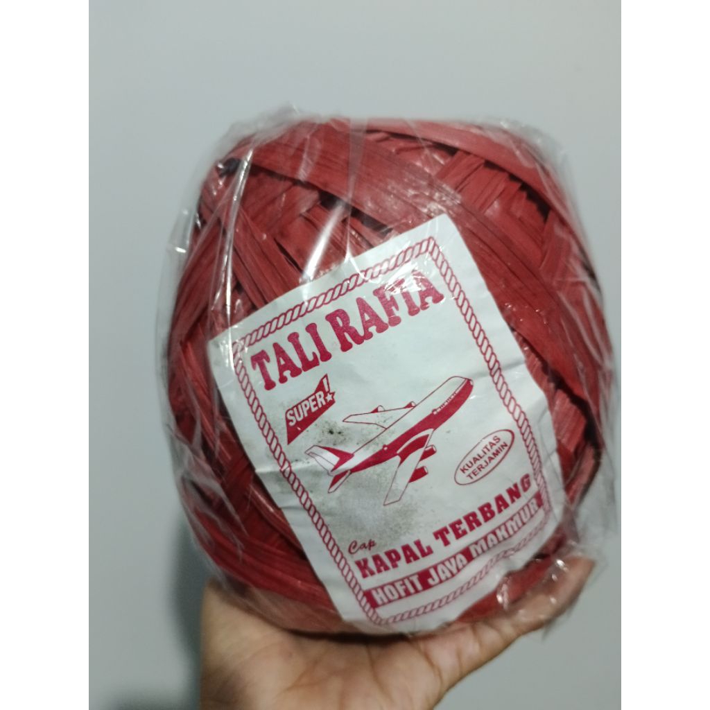 (TERMURAH)TALI RAFIA 1/4kg (Gulungan kecil) Merah