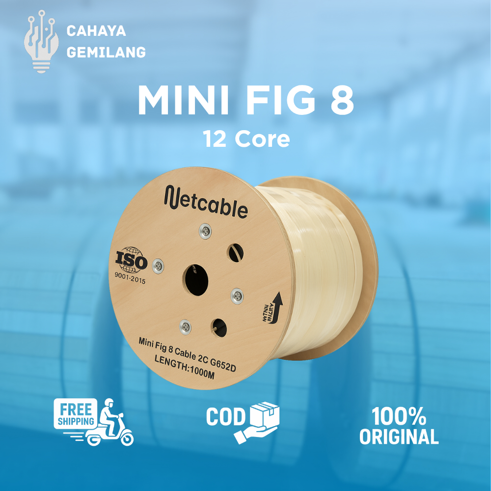 Kabel Fiber Optik Mini Fig8 12 Core 2000m | Kabel FO Fig 8 Merk NETCABLE 2KM