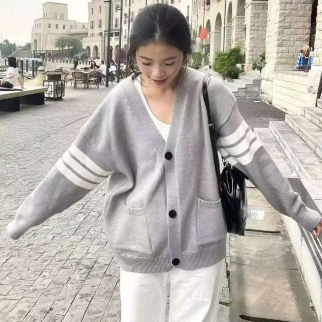 PREMIUM TOP | Sweater thomb v neck 059 / cardigan v neck / outwear korea