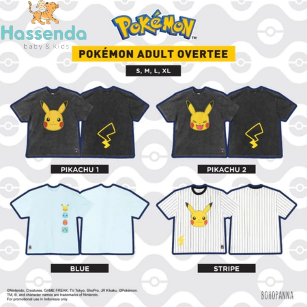 Bohopanna Pokemon Adult Overtee / Atasan Kaos Pokemon Dewasa