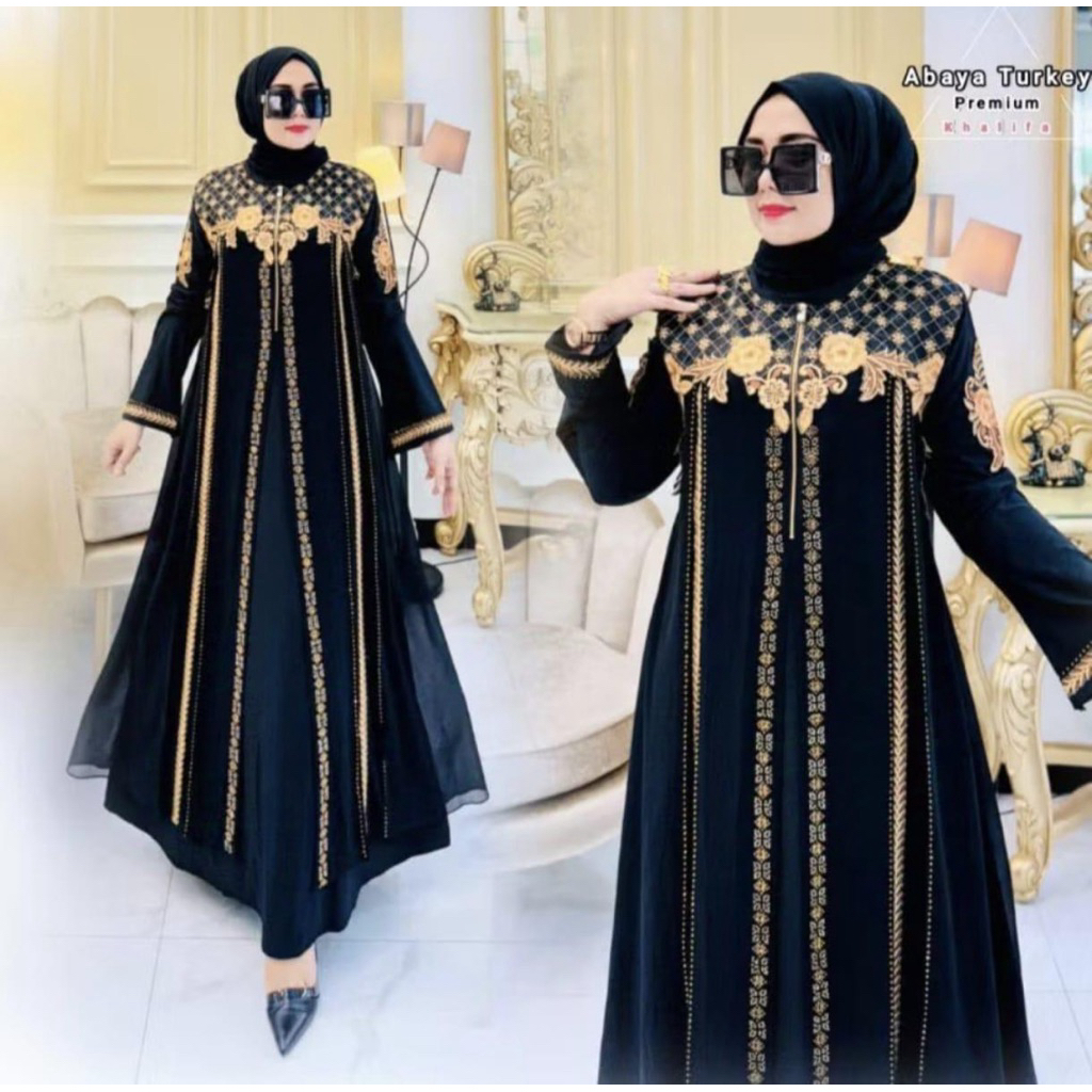 ABAYA LAYLA GAMIS ABAYA TURKI ELLISA JERSEY BORDIR DAN PAYET MEWAH KEKINIAN DAN ELEGAN