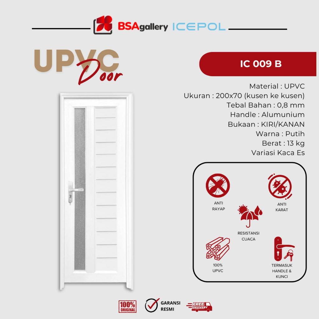 PINTU KAMAR MANDI ICEPOL KACA SAMPING / PINTU UPVC ICEPOL AESTETIK IC 009B