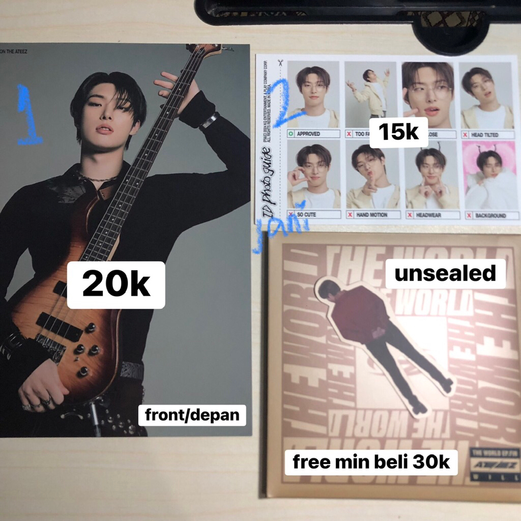 wts aab ateez mingi id photo & mini poster sg25 preloved keychain vintagepals orenji sticker aygotch