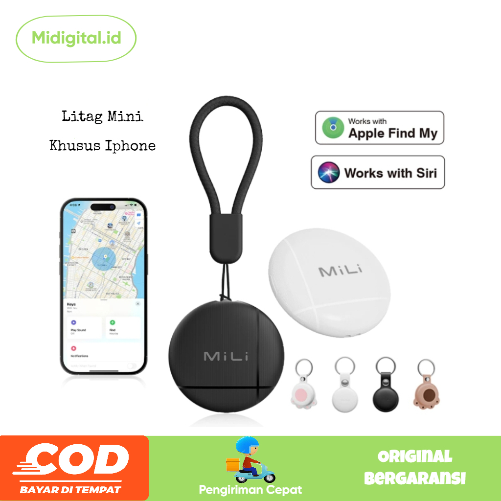 Mili LiTag Mini Tracker Bluetooth, (Untuk Iphone, IOS) Kompatibel Apple Find My & Global Fair-Find (