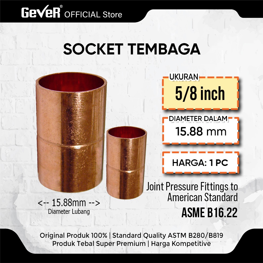 SOCK TEMBAGA 5/8 INCH DENJI / Fitting Sambungan Pipa Tembaga