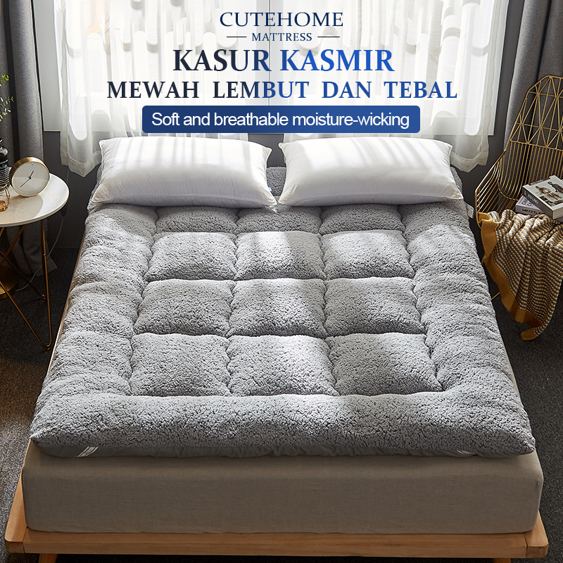 CUTEHOME Kasur bulu tebal kasur lantai tebal empuk estetik  alas kasur uk180/160/120x200cm