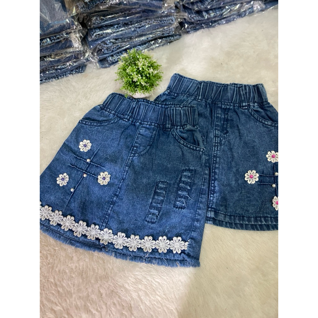 Rok Pendek Anak Usia 1-8Thn Motif Renda,Bunga Mutiara
