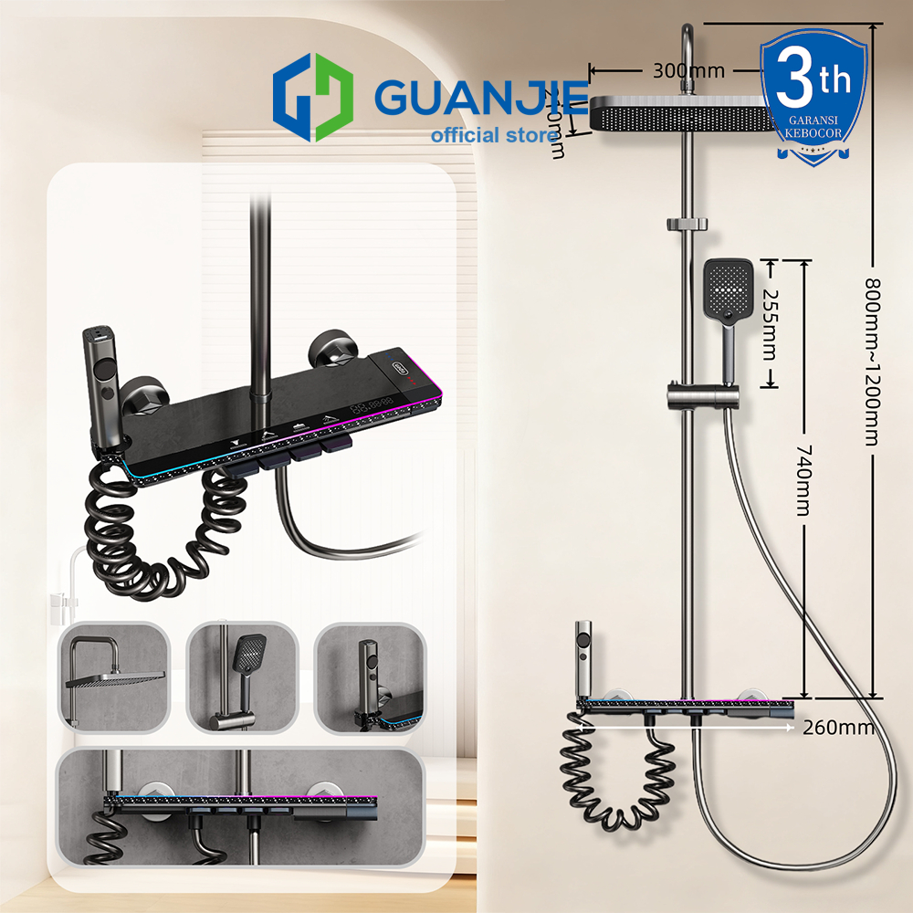 GUANJIE - shower kamar mandi satu set + keran shower + set shower bathtub stainless steel - set bata