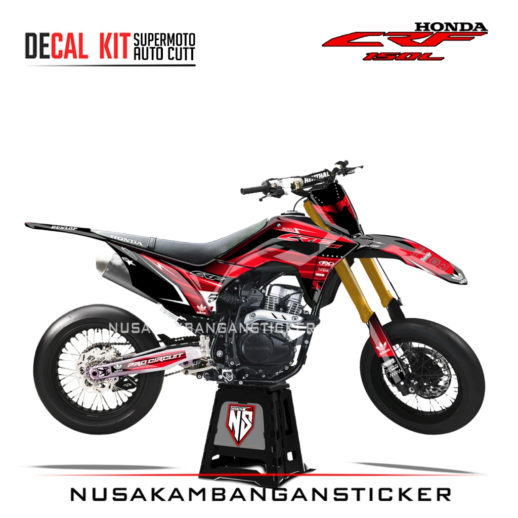 DECAL CRF MERAH /STICKER CRF MOTIF ORI /DECAL CRF SUPERMOTO TERBARU
