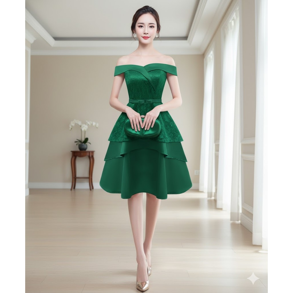 Gaun Pesta / Baju Pesta Mewah/Gaun bahan satin premium