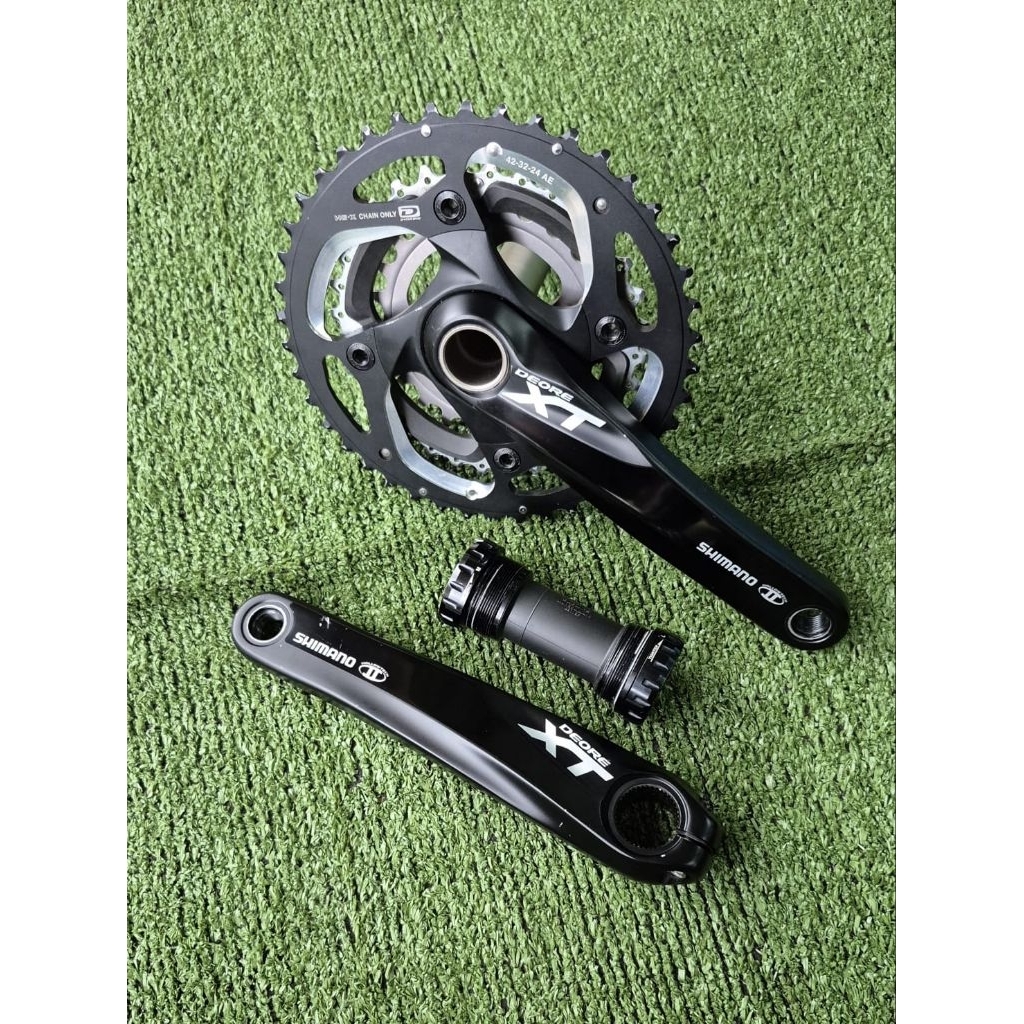 Crankset Shimano Deore XT M780/785 Triple 44-32-24T HT2 Include BB Black Japan Original Second Mulus