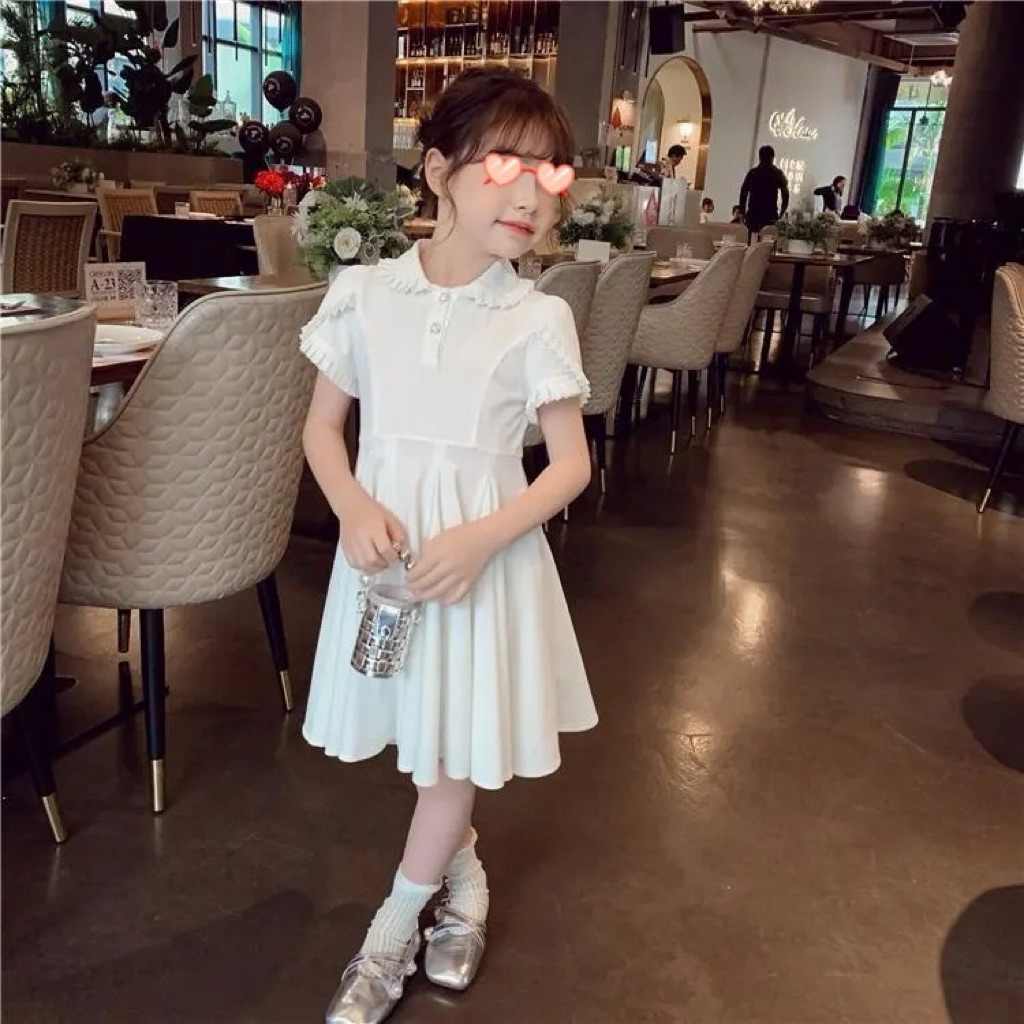 Dresa Putih Pesta/Dress Putih Polos/Dress Pesta Putih/Dress Anak Perempuan Import/Dress Anak/Baju An