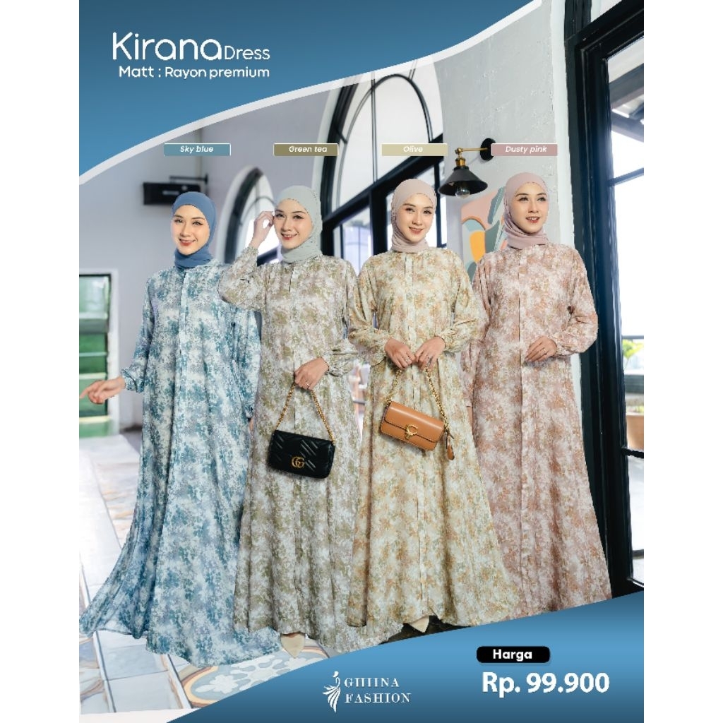 KIRANA DRESS Gamis Dewasa Rayon Premium ORI By Ghina Fashion