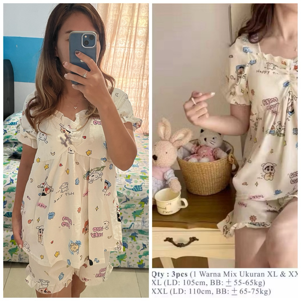 BAJU TIDUR HOTPANTS SHINCHAN