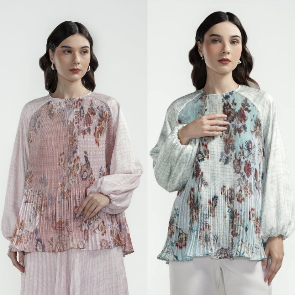 BENANG JARUM X RAISA - Festive finesse pleated blouse