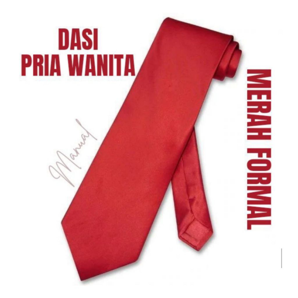 Dasi Panjang Formal Pria Wanita Merah Maroon Import Premium