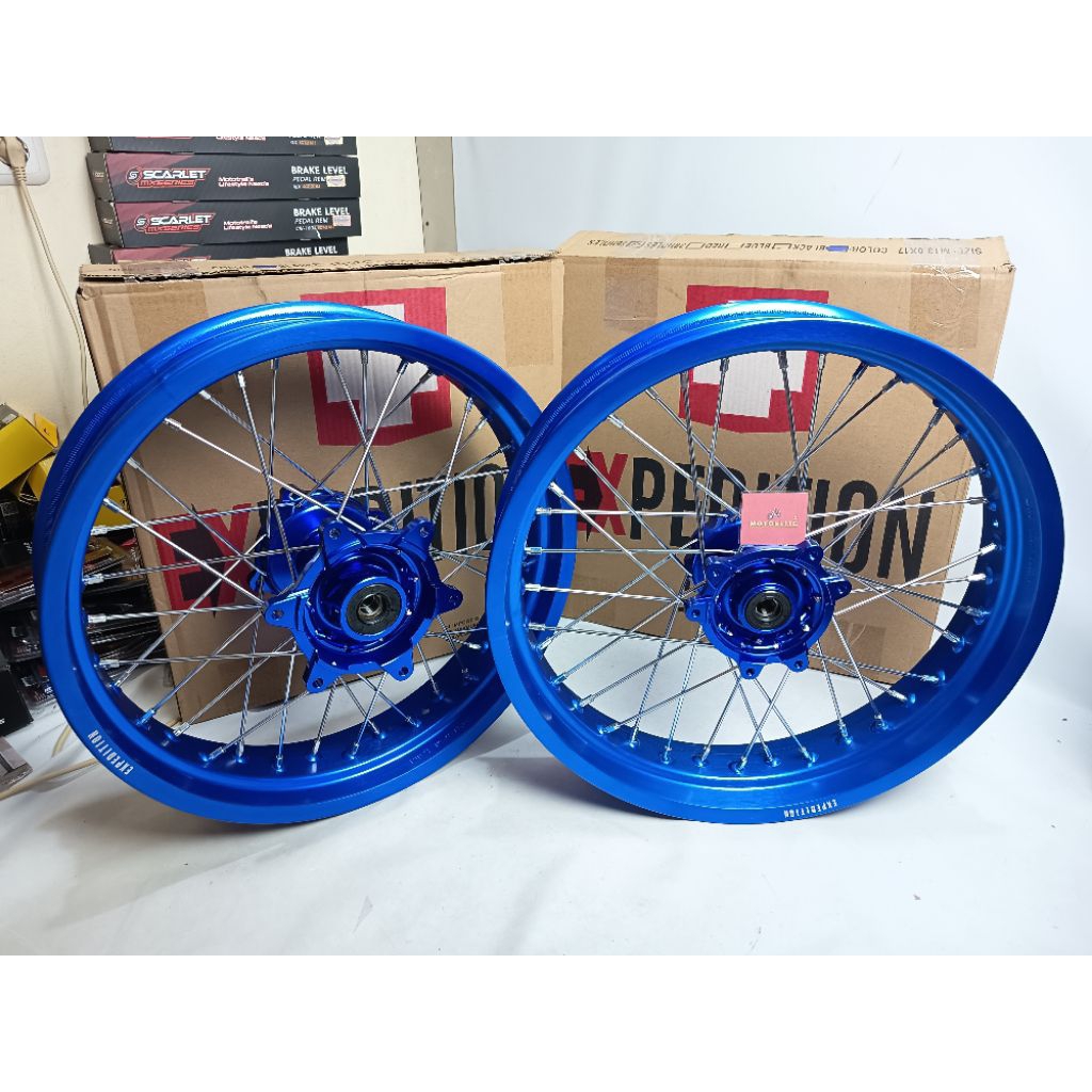 Velg supermoto full CNC 300/350 CRF150 WR155 l Velg Supermoto full cnc tromol Scarlet velg expeditio