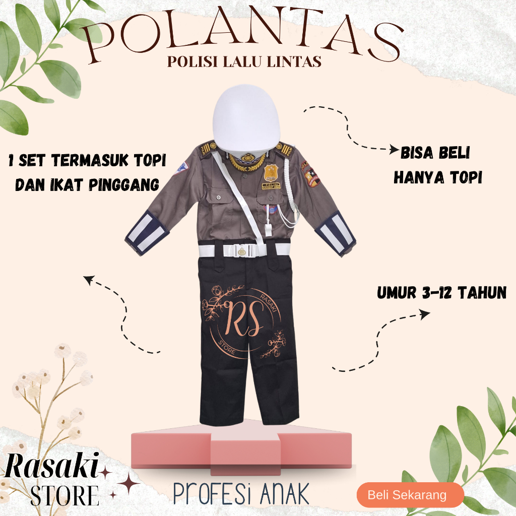 NEW Polisi Polantas Anak Laki-laki Baju Polantas Anak TK Agustusan Cowok Cewek Profesi Polisi