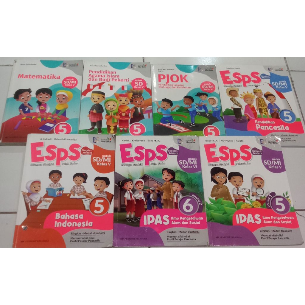 Esps ipas vol 1 dan 2 matematika agama Islam PJOK Pancasila bahasa Indonesia SD/MI kelas 5 kurikulum