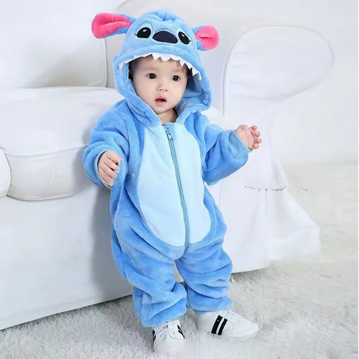 XiuQi Goods | Onesie Bayi Kostum Stitch Disney Tebal Lembut | Jumpsuit Anak Piyama Karakter Lilo & S