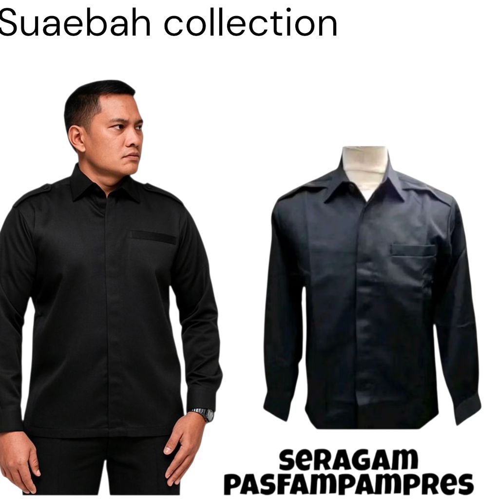 seragam  safari security Paspampres hitam panjang/pendek pria wanita bahan higtwis Geraldine Japan d