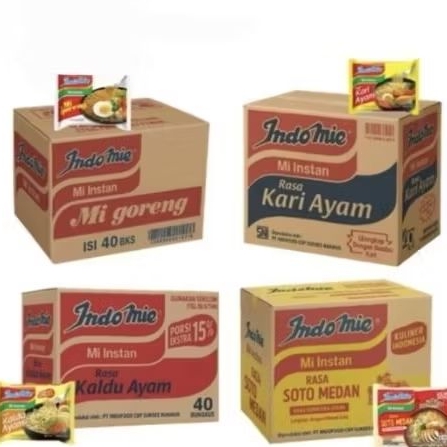 Indomie mie instan Medan ( isi 40 / dus ) varian kuah KARI AYAM / SOTO MEDAN / KALDU AYAM / MIE GORE
