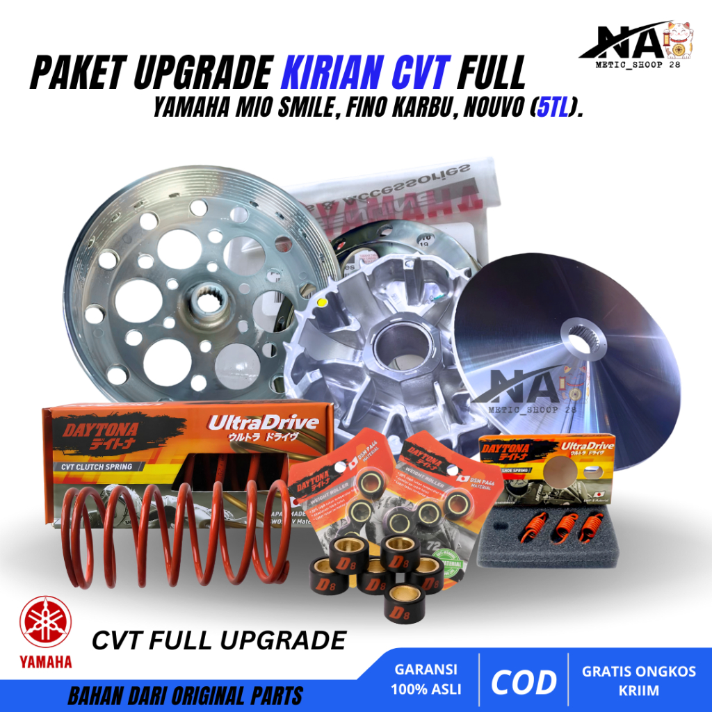 PAKET KIRIAN CVT FULL DAYTONA YAMAHA MIO SMILE MIO SPORTY SOUL XEON KARBU PULLEY Mangkok Anti Gredeg