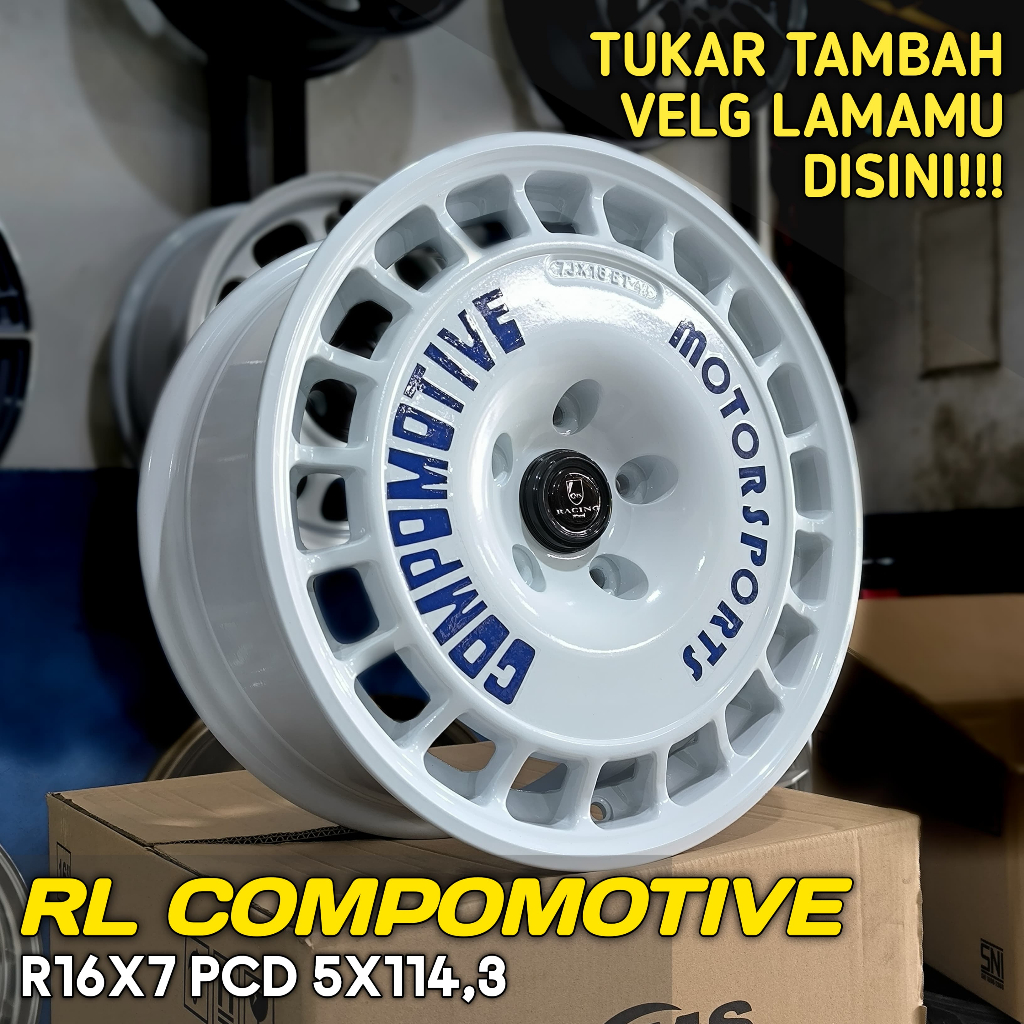 VELG Rally Compomotive R16 Putih Rush Terios Innova Ertiga XL7 Stargazer Ring 16 5x114,3 - Obrigado