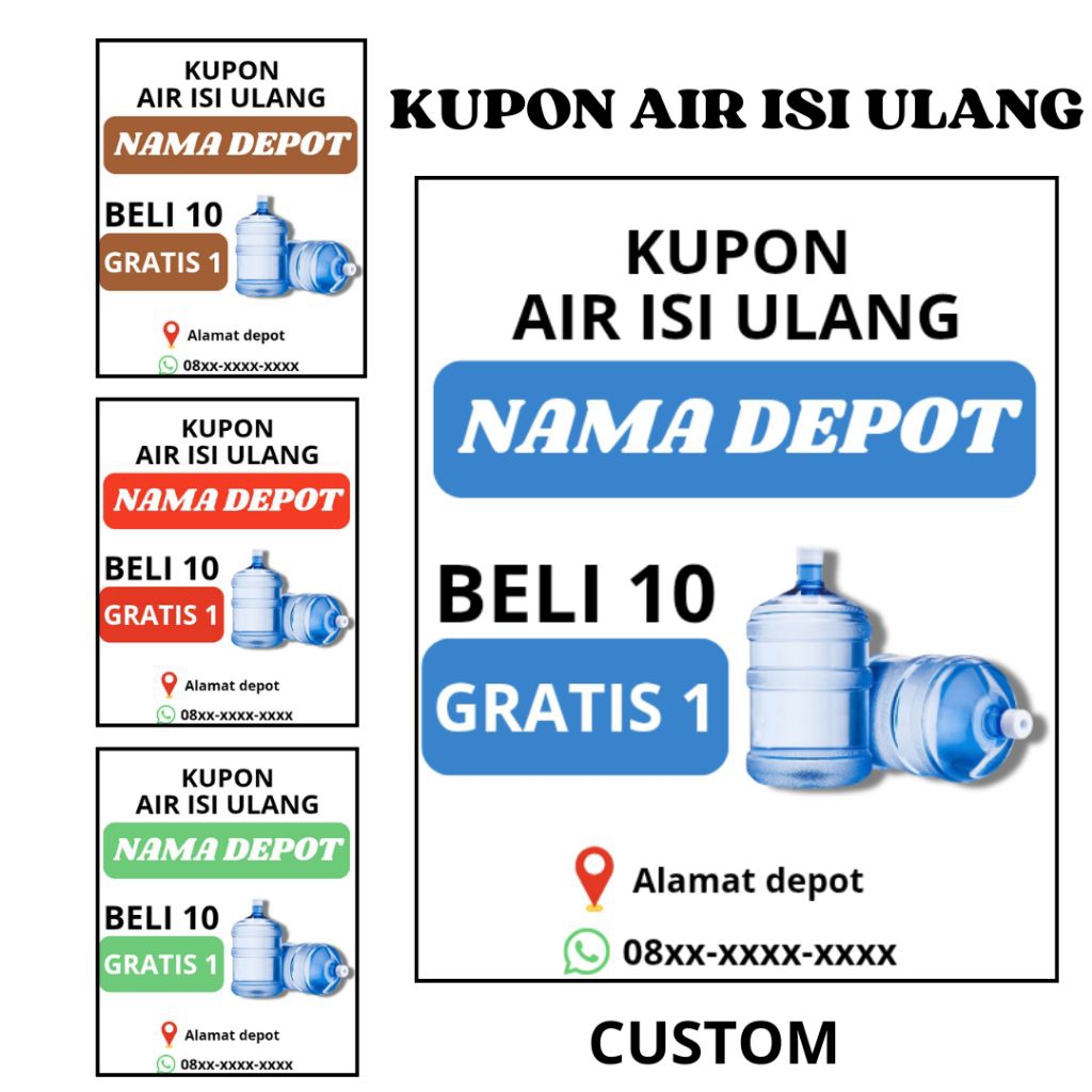 KUPON AIR ISI ULANG | KUPON GALON | KUPON DEPOT AIR ISI ULANG | ISI 100 PCS