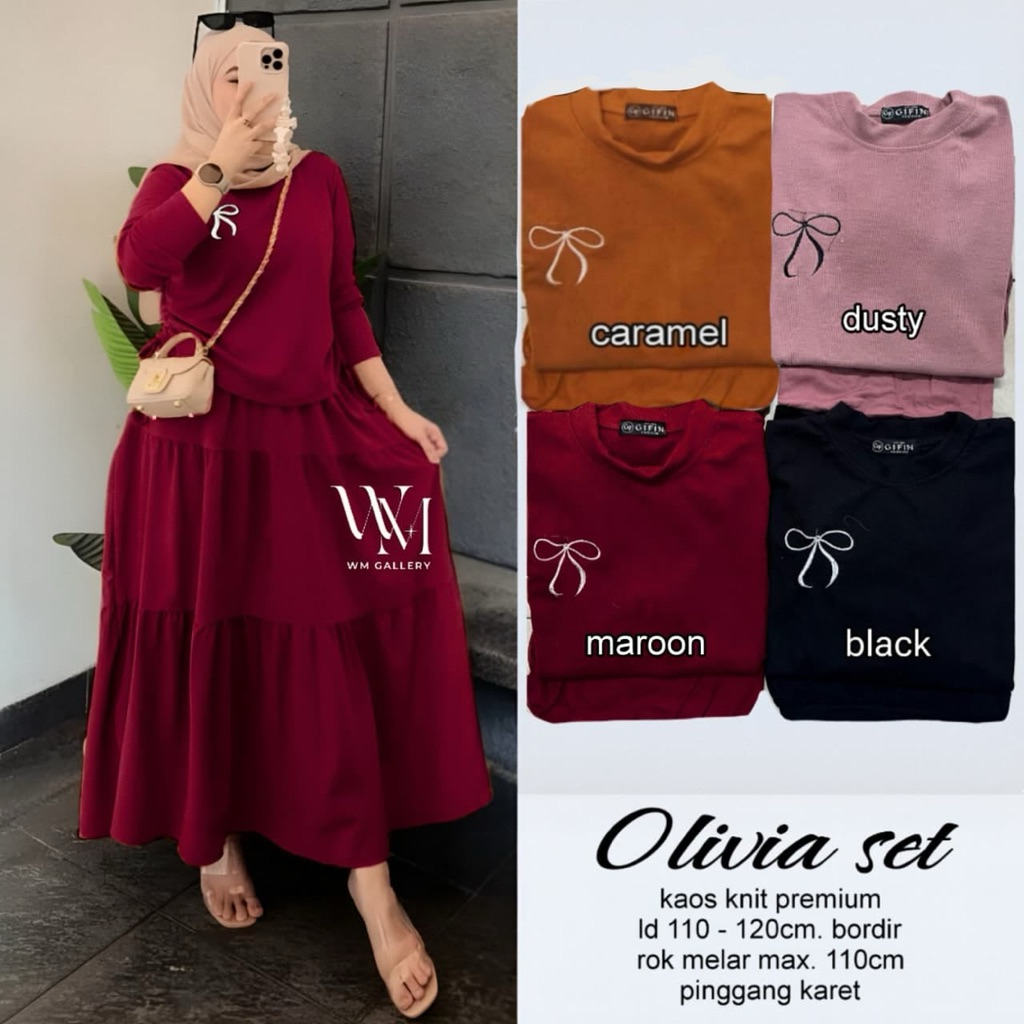 olivia one set tunik w&w rok rimpel rajut rok knit tunik jumbo ld 120 ld 130 XL XXL xxxl tunik rajut