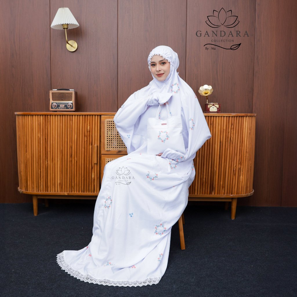 Mukena Terusan Putih Bordir Starla Katun Premium