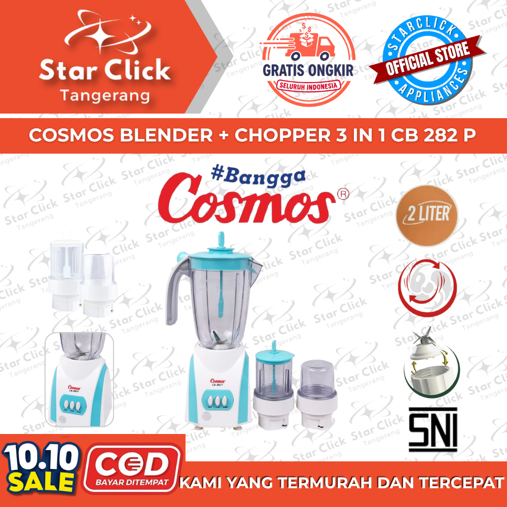 [COD] COSMOS Blender + Chopper 3 In 1 Multifungsi CB 282 P / CB-282 P / CB282P [2 Liter] [Garansi Re
