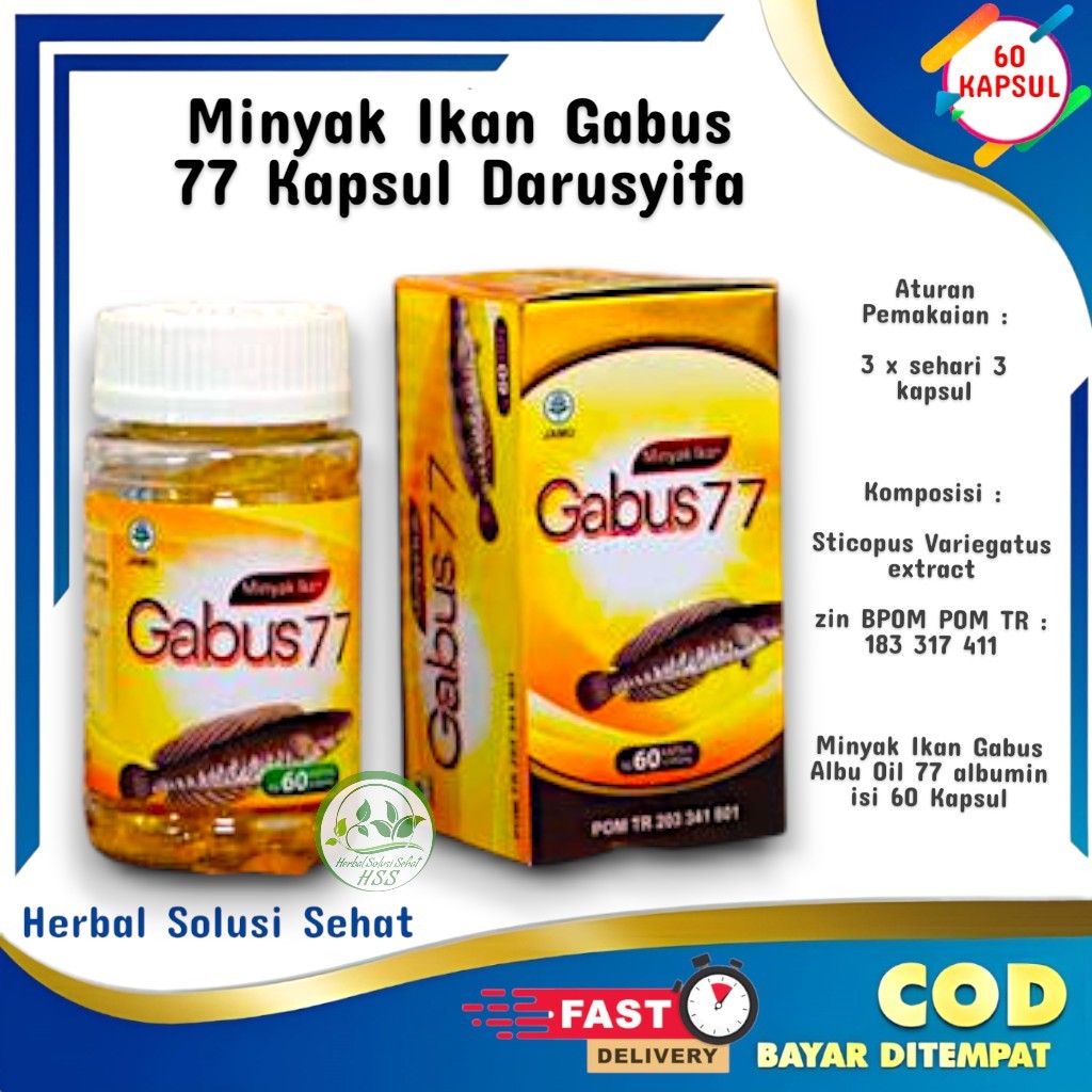 Minyak Ikan Gabus 77 Kapsul Darusyifa  Original Albumin Asli / Minyak Ikan Gabus Pasca Operasi