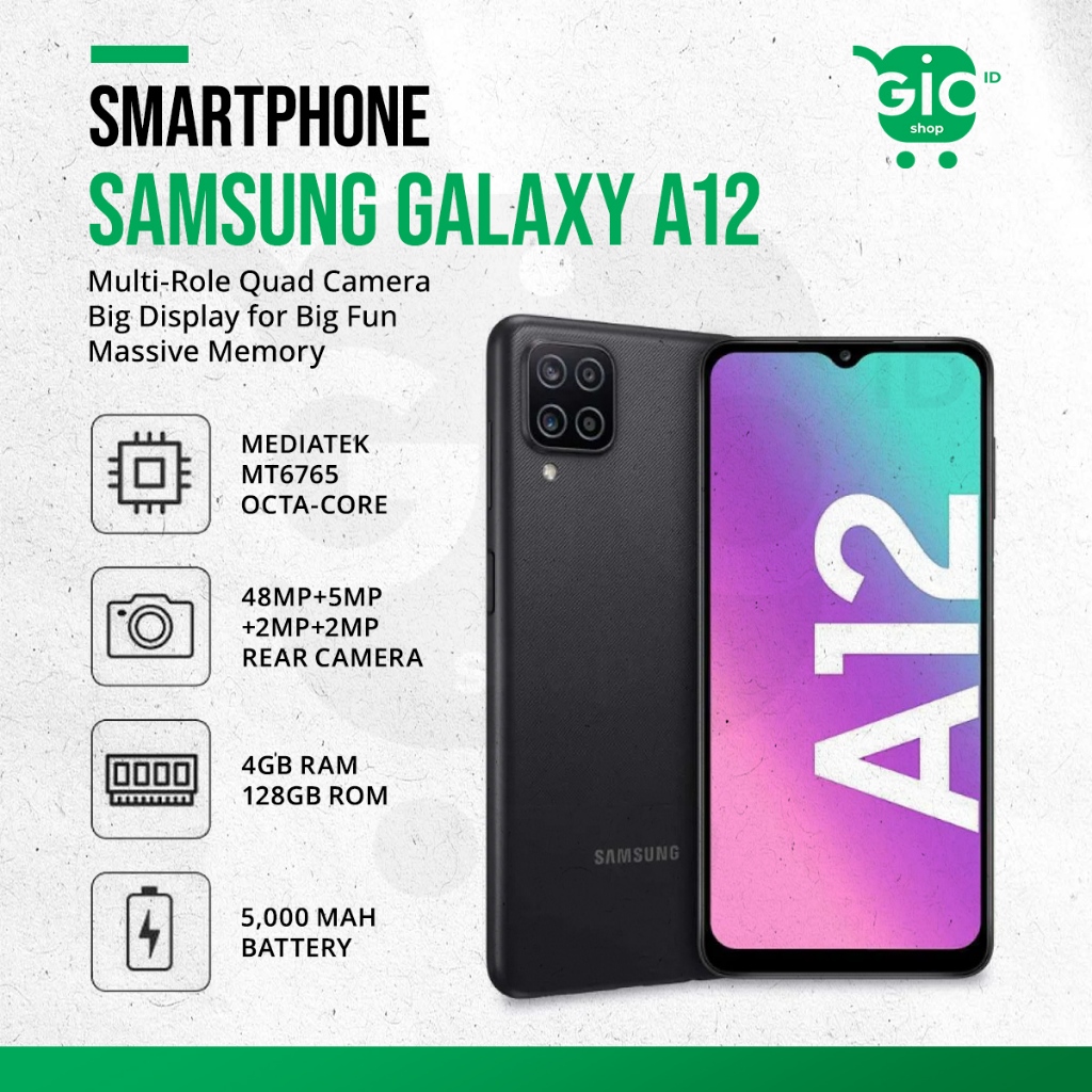 Dijual Handphone HP Samsung Galaxy A12 RAM 4 GB / ROM 128 GB – Garansi Resmi, Kondisi Baru Old Stock