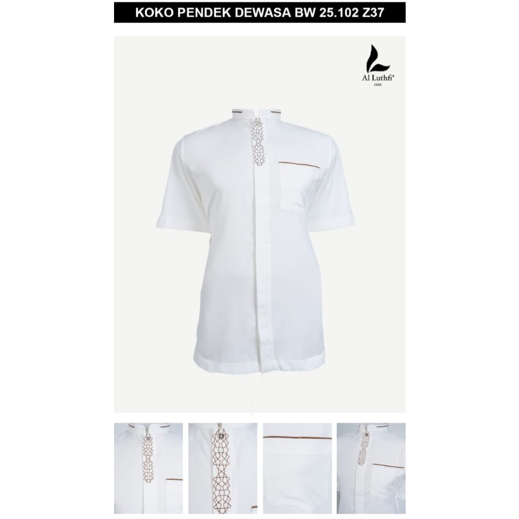 Baju Koko Al-luthfi lengan pendek warna putih