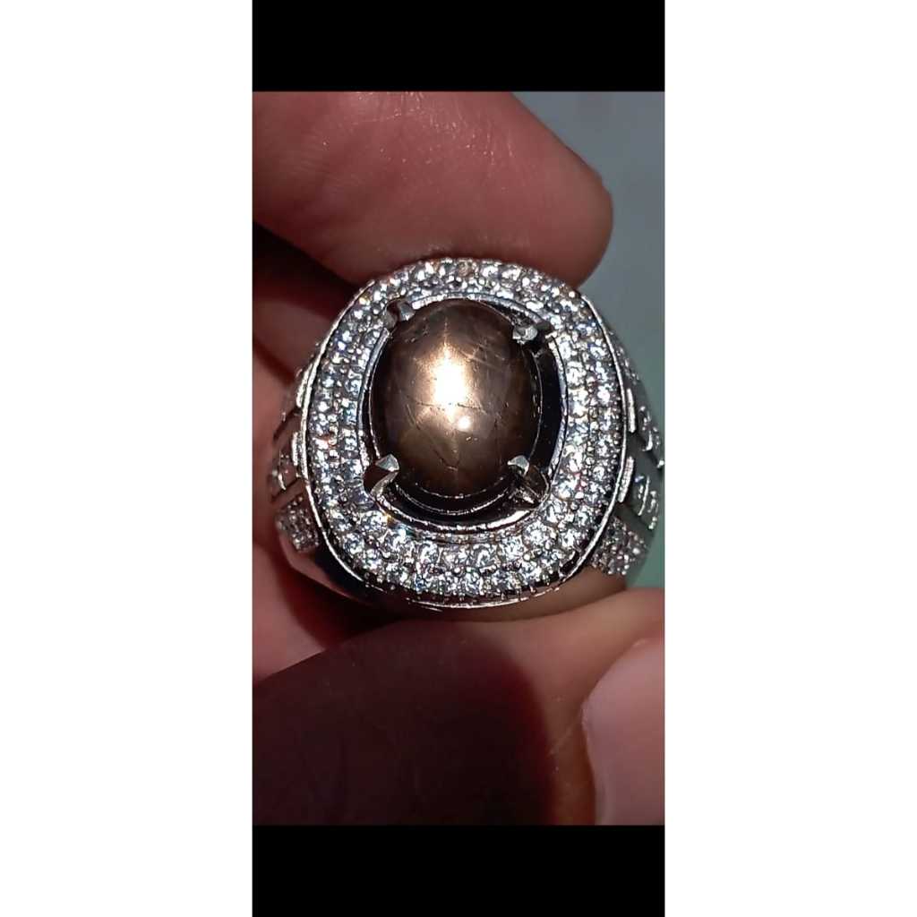 Black Safir Star Tajam Thailand Tebal Njenong Ring Kunsar Microseting