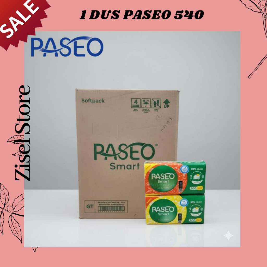 Paseo 1 Dus Tissue Smart 540 (500 + 40) 3 Ply Isi 48 Pcs Facial Tisu Wajah Tisue Muka Lembut 250 GT