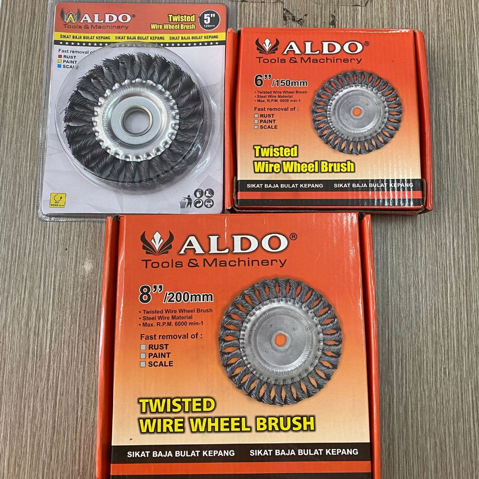 SIKAT BAJA BULAT KEPANG 5" 6" 8" / Twisted wire wheel brush / sikat baja bulat gerinda