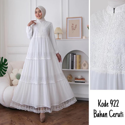 Gamis Darla putih umroh lebaran (922) BUSUI FRIENDLY Baju Raya