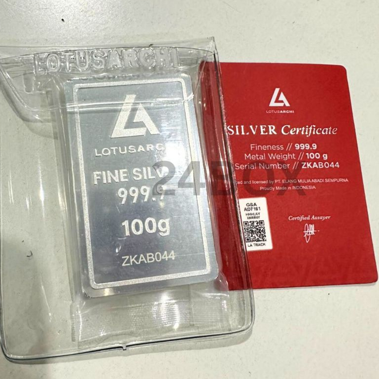Perak Lotus Archi Bersertifikat Asli – Logam Mulia Perak 999,9 Silver Bar 50 Gram & 100 Gram ready s
