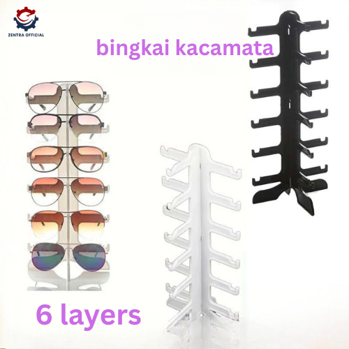 Rak Display Akrilik 6 Susun untuk Kacamata Tampilan Konter Toko