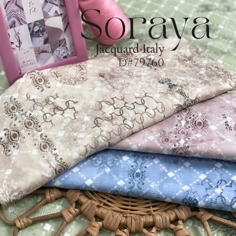 KAIN VISCOSE ENGLAND SORAYA ITALY JACQUARD MOTIF MONOGRAM 0.5 METER (BAHAN SARIMBIT) D#79760 - ARSYT