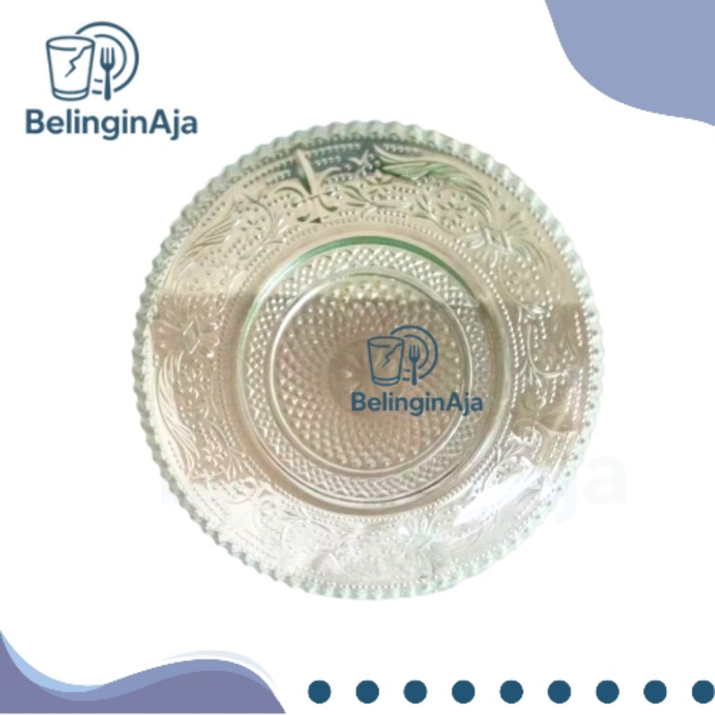 Lepek Kaca Motif Klasik Bening Piring Tatakan Kopi Teh Tatakan Gelas Serbaguna Isi 6 Pcs